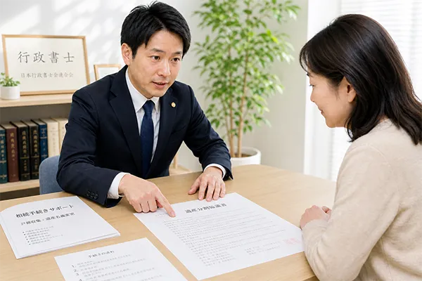専門家と相談する女性